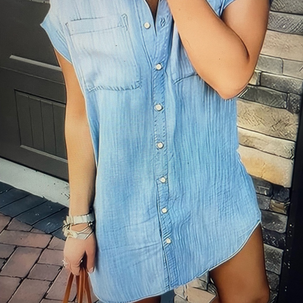 Denim Button-Up Shirt Dress